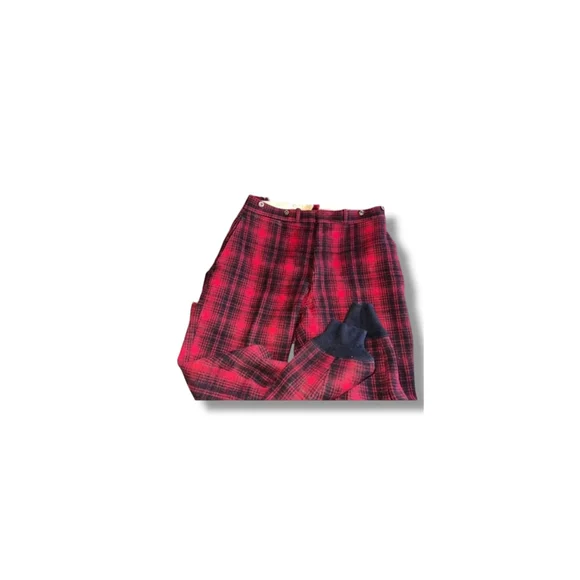 Vintage 40s 50s Woolrich Red Plaid Hunting Pants Heavy Tweed Plaid Rare Htf